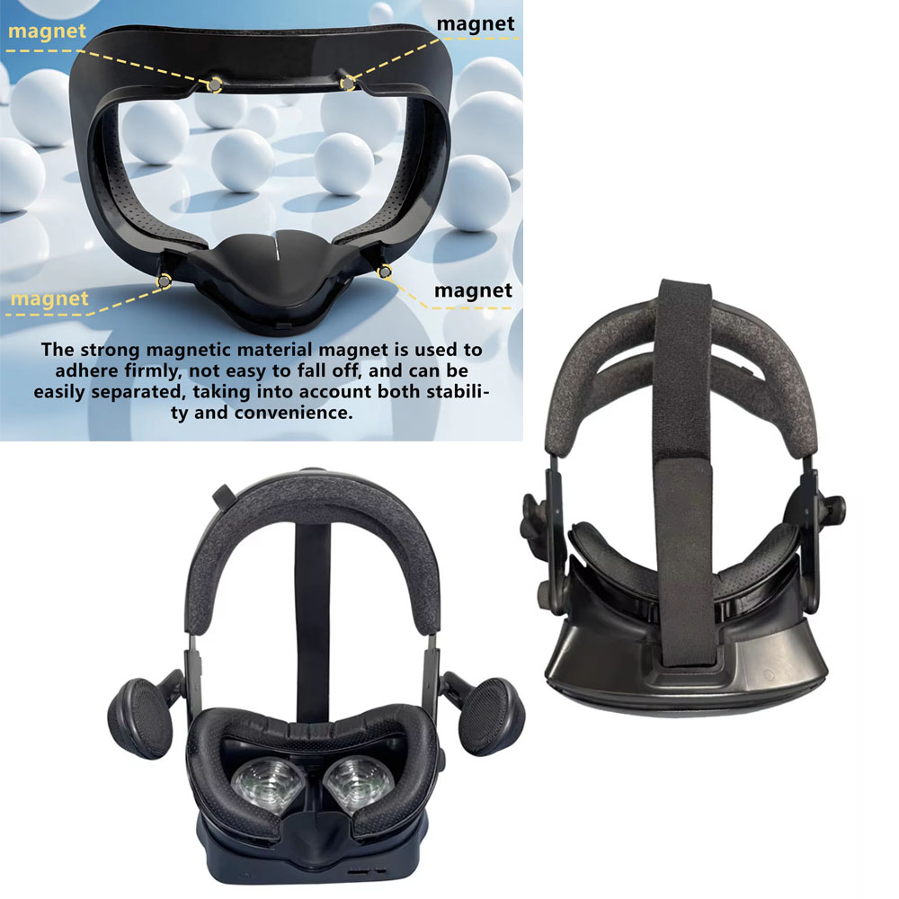 Silicone Mask Bracket - หน้ากากแม่เหล็กแบบขยายได้สำหรับวาล์วอินเด็กซ์ ฐานรองหนัง PU แผ่นรองจมูกซิลิโคนกันแสง อุปกรณ์เสริมสำหรับเกม VR