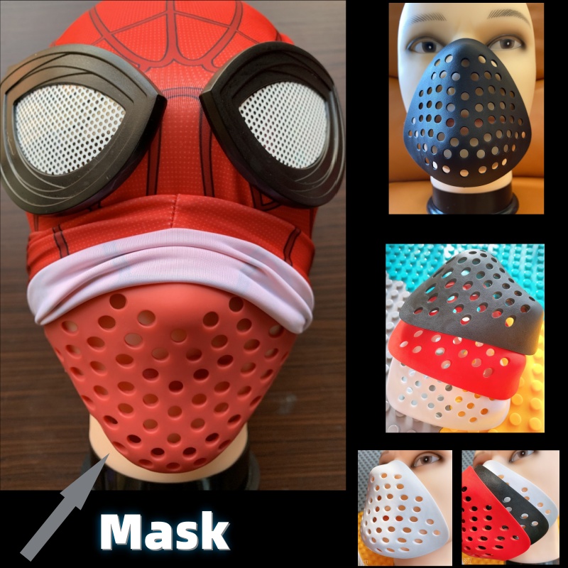 Silicone Mask Bracket - หน้ากากฮาโลวีนแบบครึ่งหน้า ปิดจมูกและปาก ลายอนิเมะ สีดำ หน้ากากมินิ สำหรับคอสเพลย์